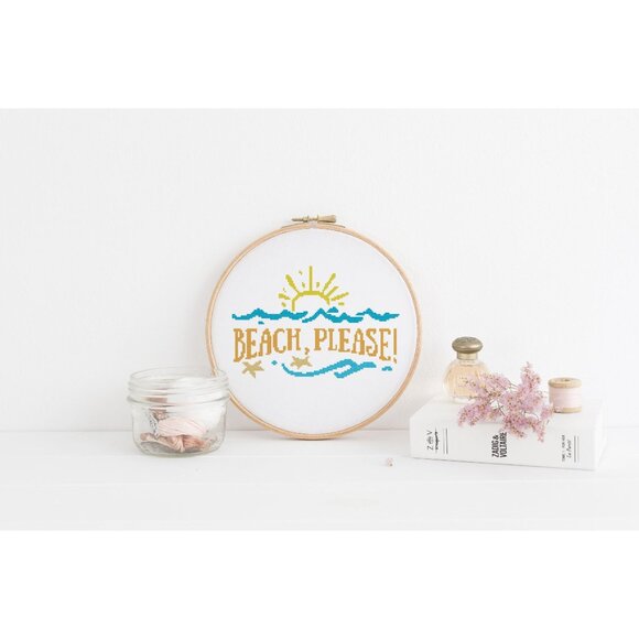 Beach Ocean Summer Funny Humor Sun Counted‎ Cross Stitch Patterns Set of 10 - Picture 2 of 11